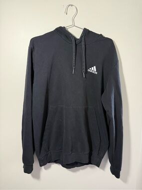 Men’s Adidas Size L Black Pullover Hoodie Logo Cotton Blend Athleisure